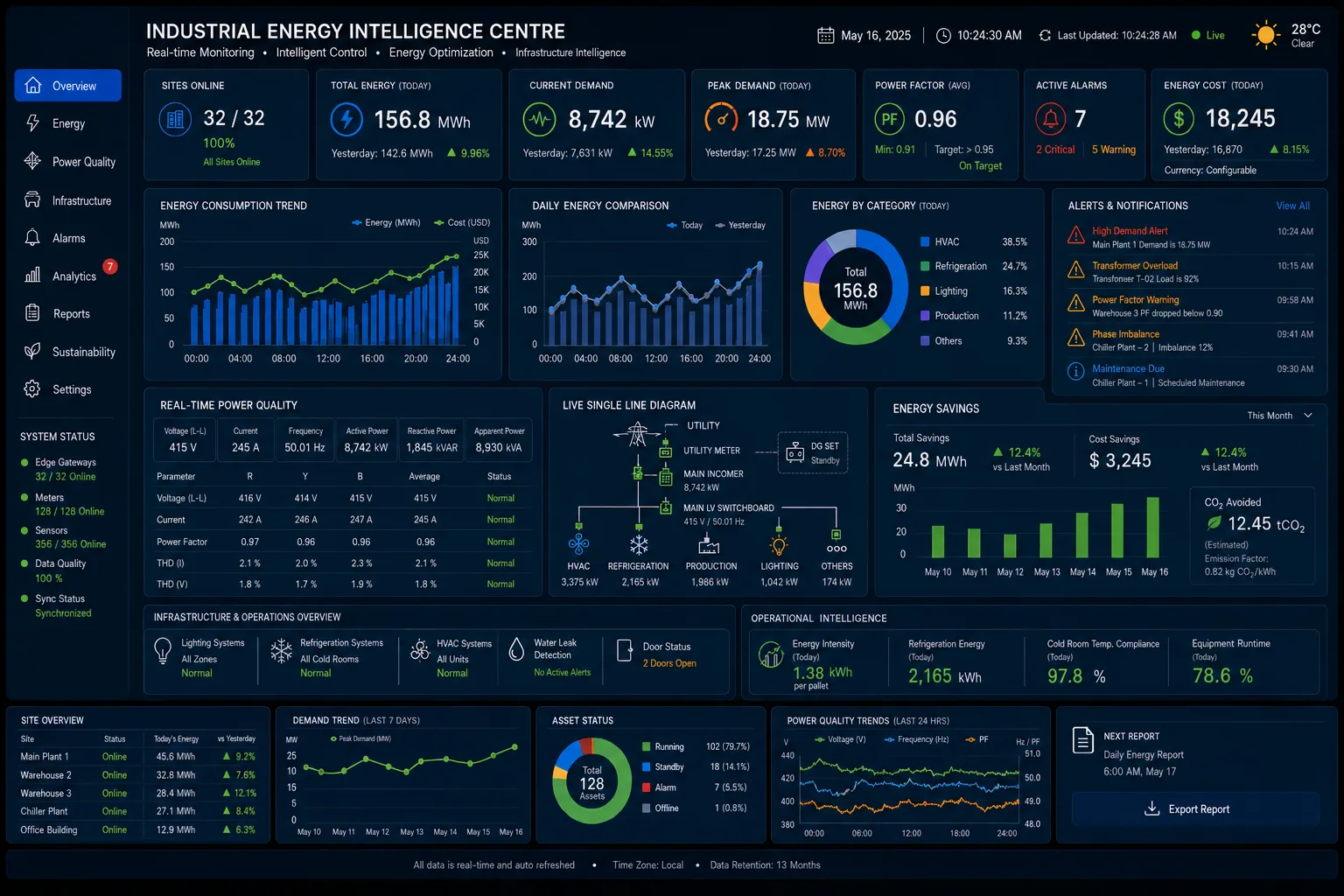 Industrial energy intelligence dashboard